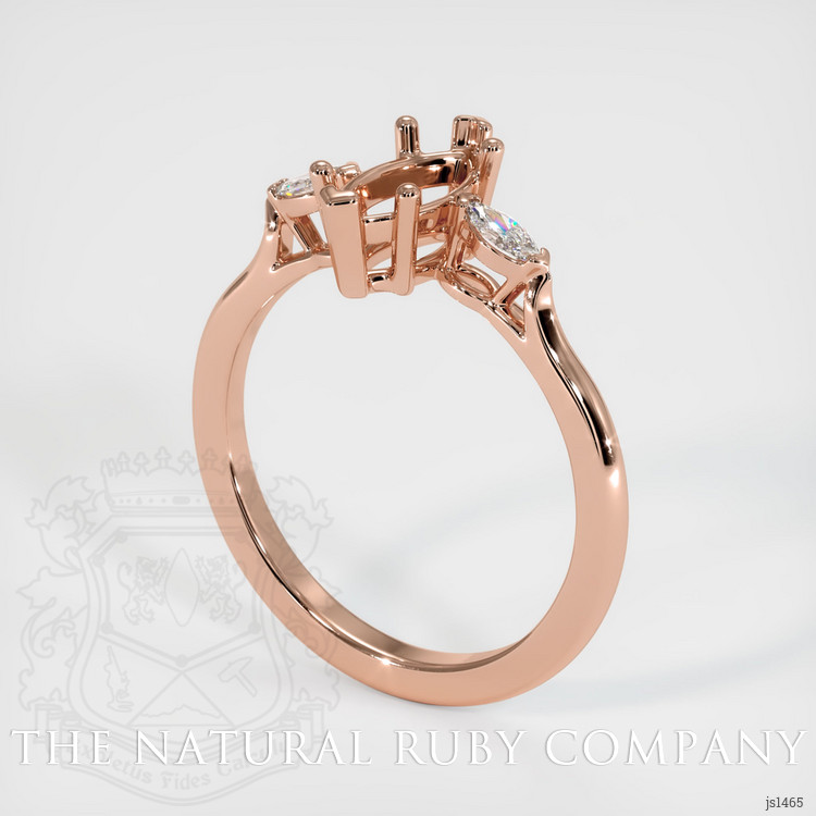 14K Rose Gold Three Stone Ring Setting