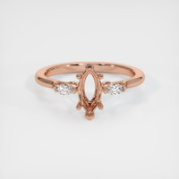 14K Rose Gold Three Stone Ring Setting Image