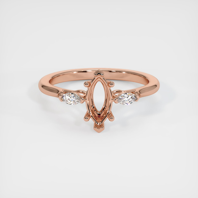 14K Rose Gold Three Stone Ring Setting