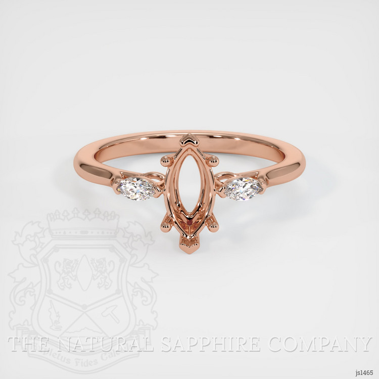 14K Rose Gold Three Stone Ring Setting