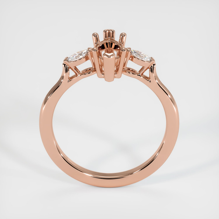 14K Rose Gold Three Stone Ring Setting