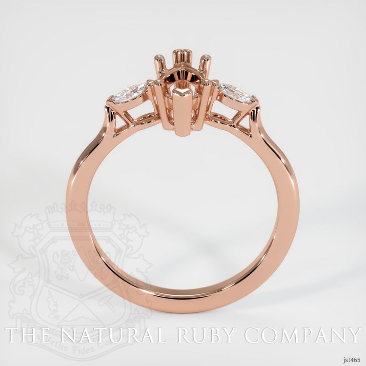 14K Rose Gold Three Stone Ring Setting