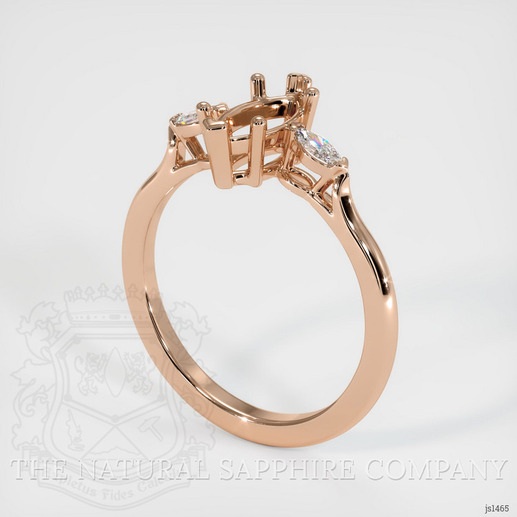 18K Rose Gold Three Stone Ring Setting