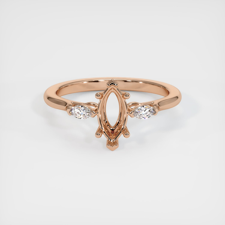 18K Rose Gold Three Stone Ring Setting