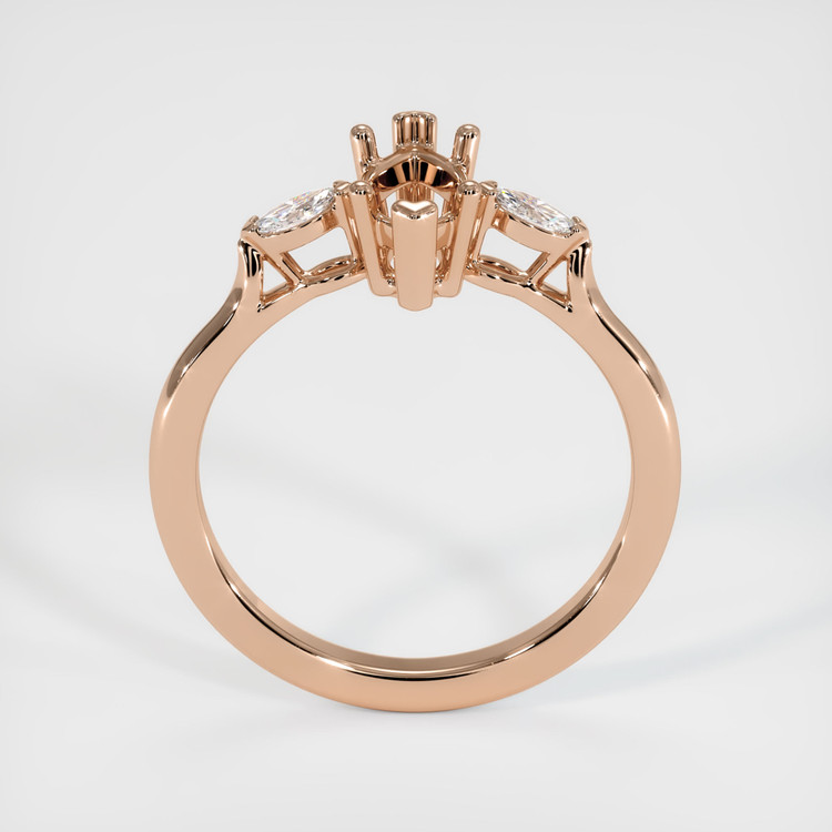 18K Rose Gold Three Stone Ring Setting