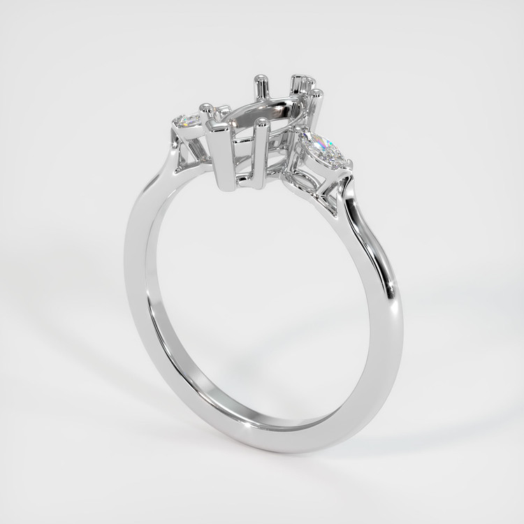 10K White Gold Three Stone Ring Setting