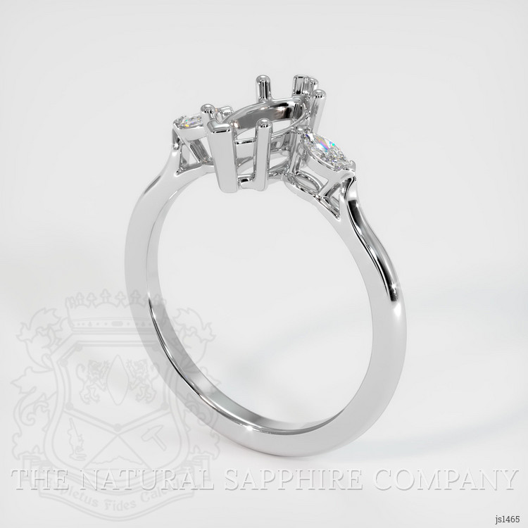 14K White Gold Three Stone Ring Setting
