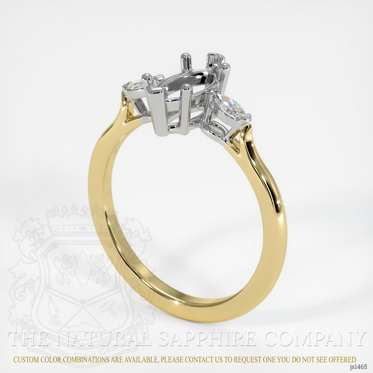 14K White & Yellow Three Stone Ring Setting