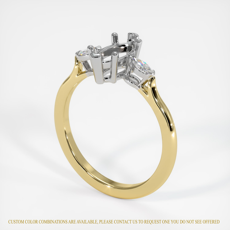 14K White & Yellow Three Stone Ring Setting