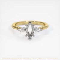 14K White & Yellow Three Stone Ring Setting Image