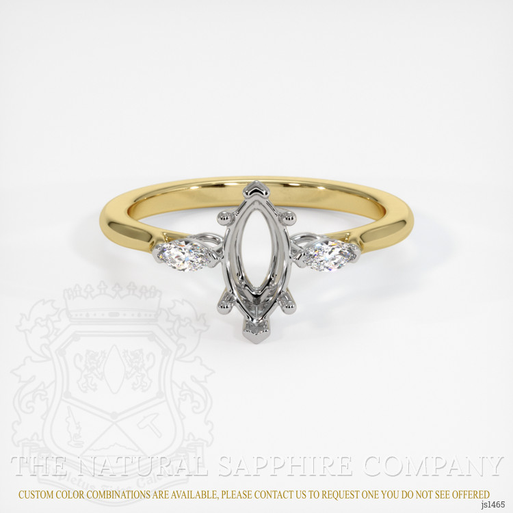 14K White & Yellow Three Stone Ring Setting