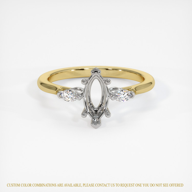 14K White & Yellow Three Stone Ring Setting