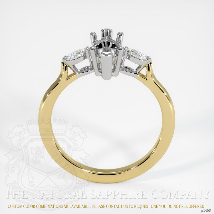 14K White & Yellow Three Stone Ring Setting