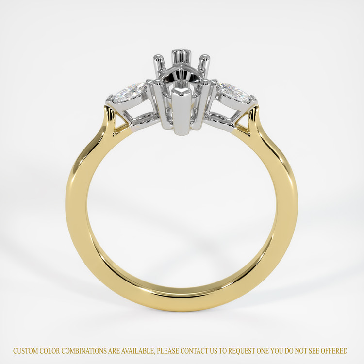 14K White & Yellow Three Stone Ring Setting