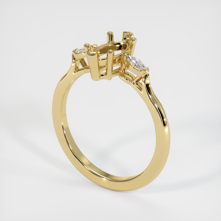 14K Yellow Gold Three Stone Ring Setting