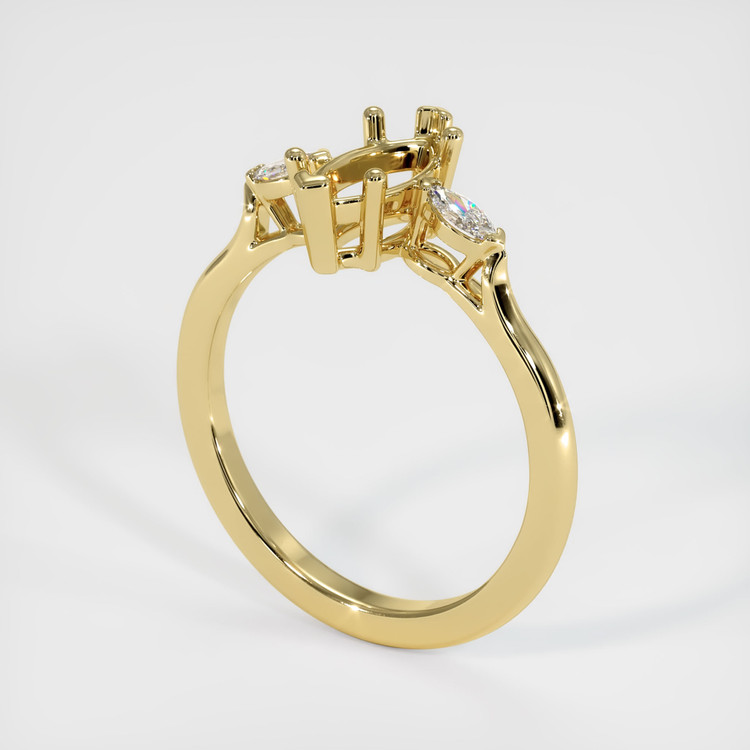 18K Yellow Gold Three Stone Ring Setting
