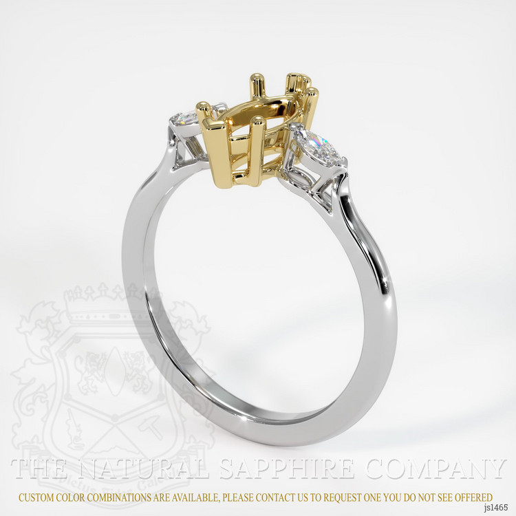 14K Yellow & White Three Stone Ring Setting
