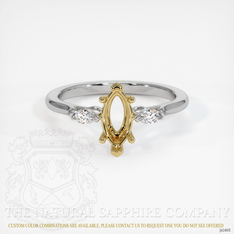 14K Yellow & White Three Stone Ring Setting