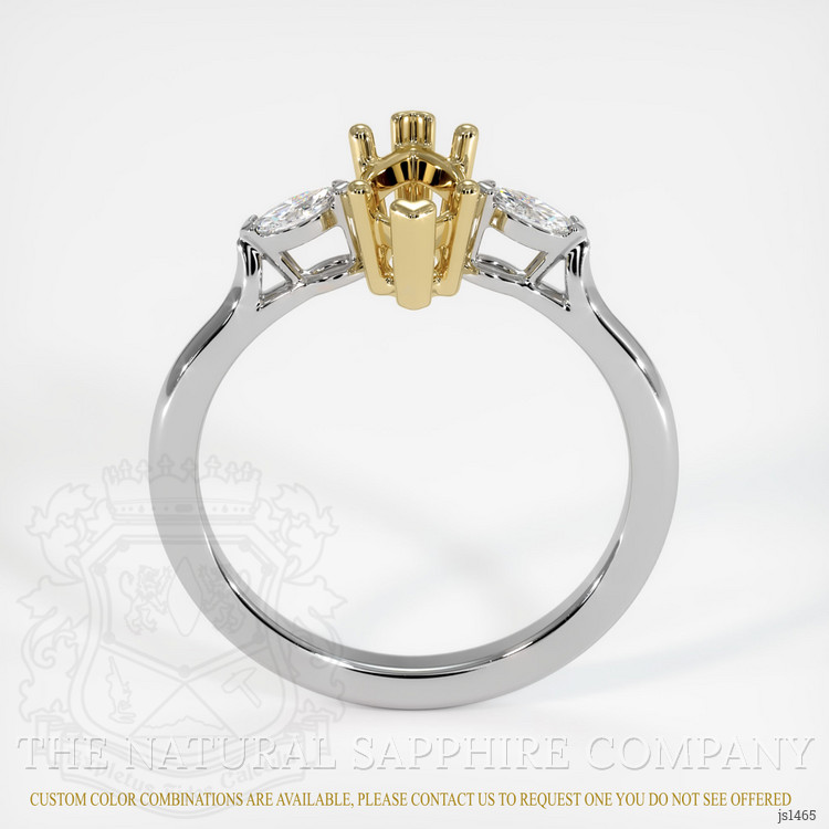 14K Yellow & White Three Stone Ring Setting
