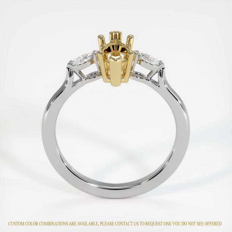 14K Yellow & White Three Stone Ring Setting