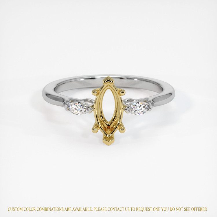 18K Yellow & White Three Stone Ring Setting