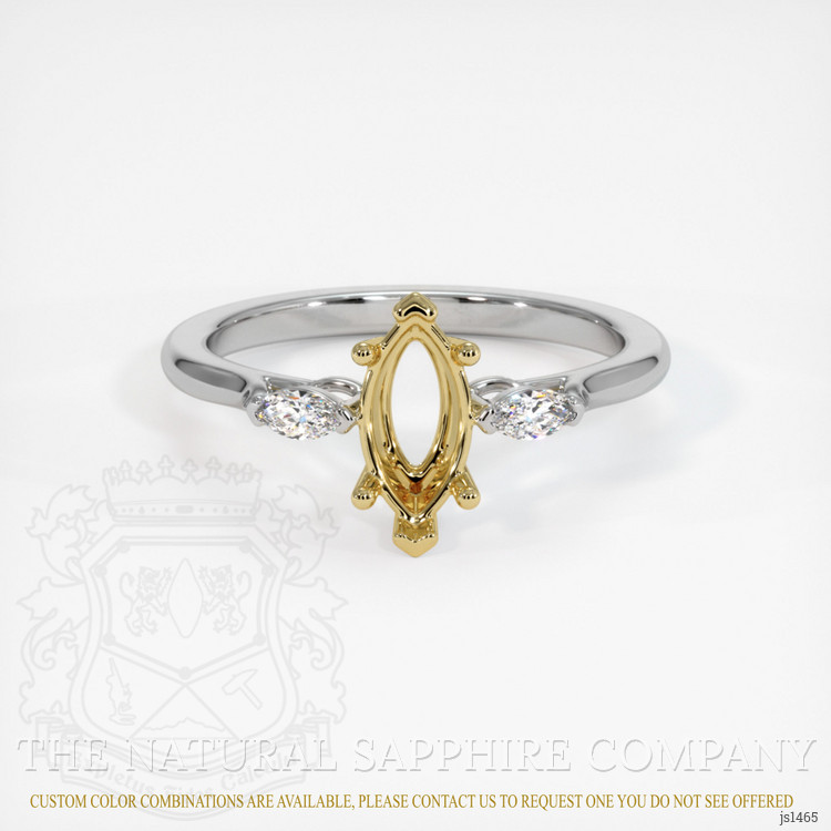 18K Yellow & White Three Stone Ring Setting