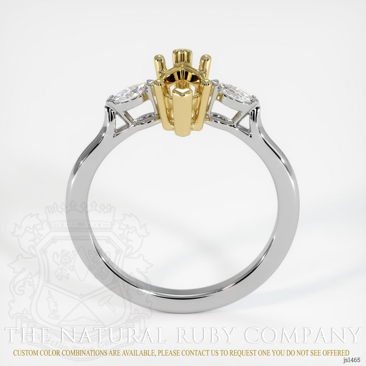 18K Yellow & White Three Stone Ring Setting