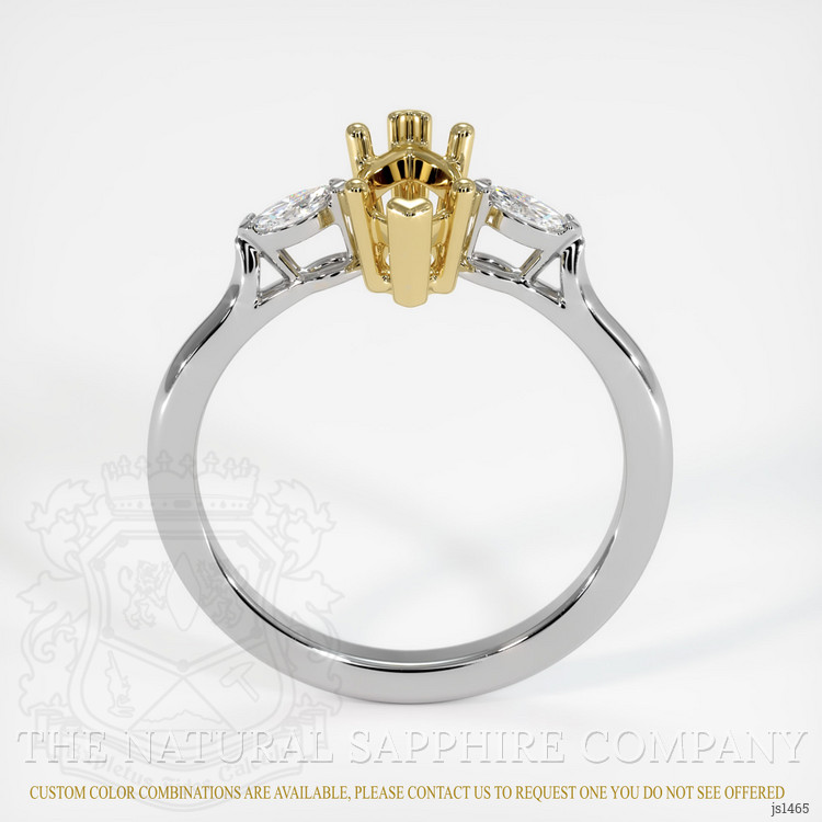 18K Yellow & White Three Stone Ring Setting