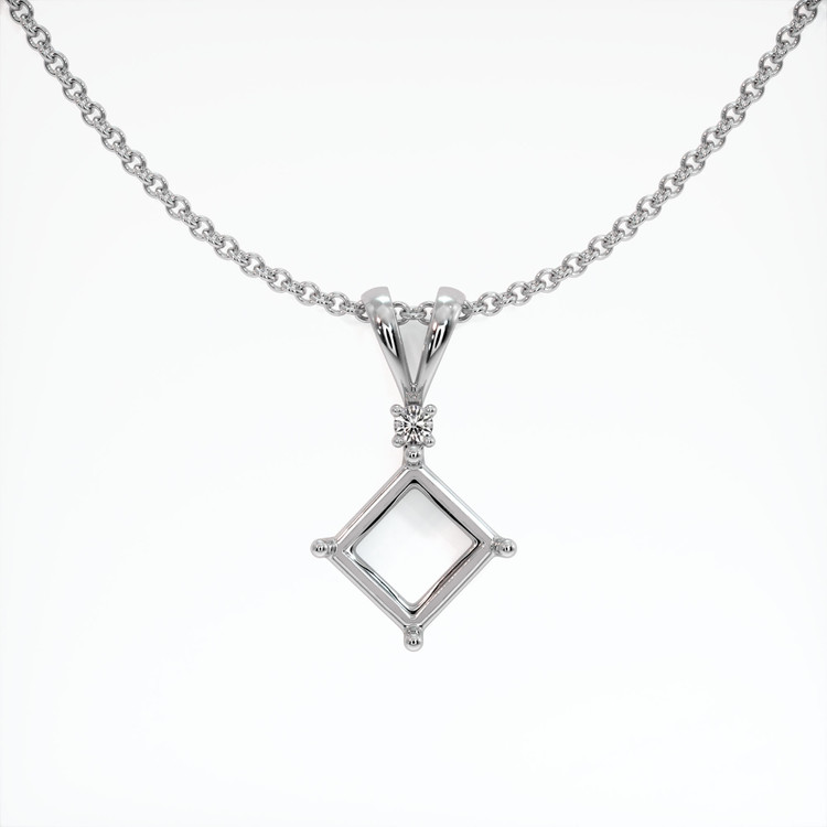 14K White Gold Accent Stones Pendant Setting