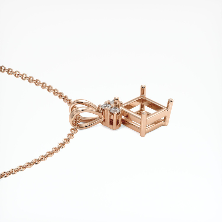 14K Rose Gold Accent Stones Pendant Setting