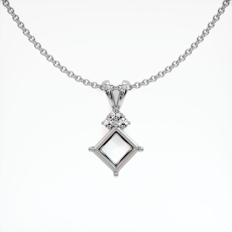 14K White Gold Accent Stones Pendant Setting