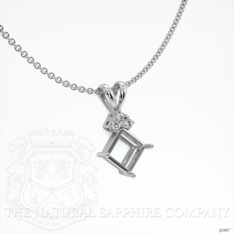 14K White Gold Accent Stones Pendant Setting