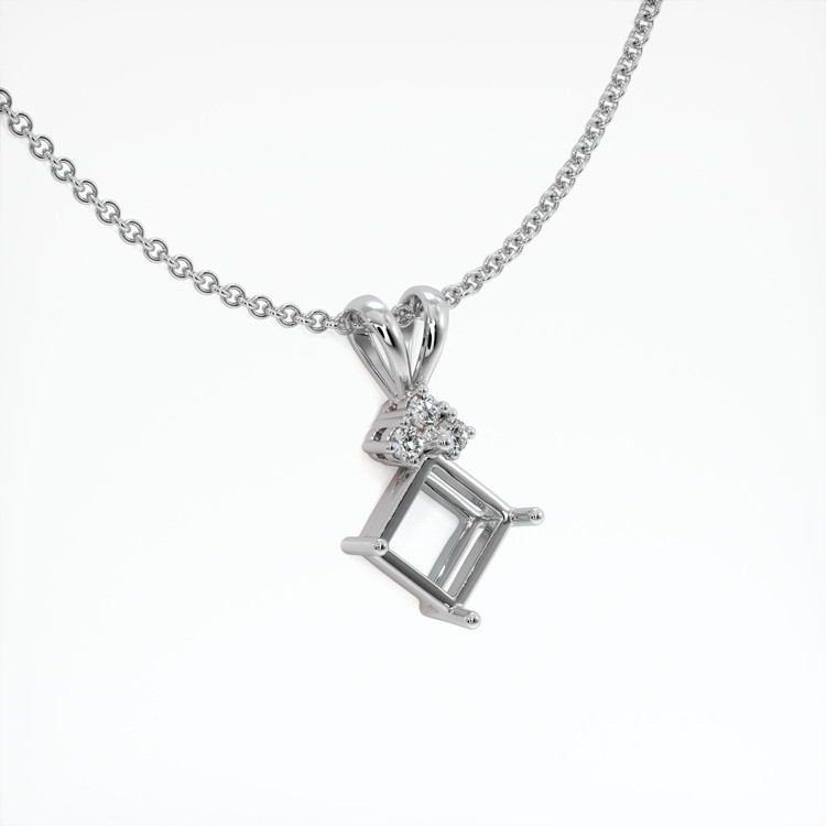 14K White Gold Accent Stones Pendant Setting