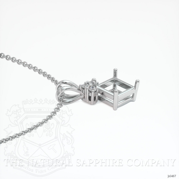 14K White Gold Accent Stones Pendant Setting