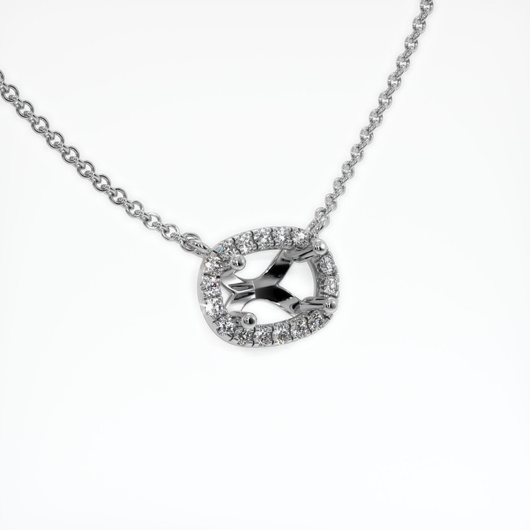 14K White Gold Pave Necklace Setting