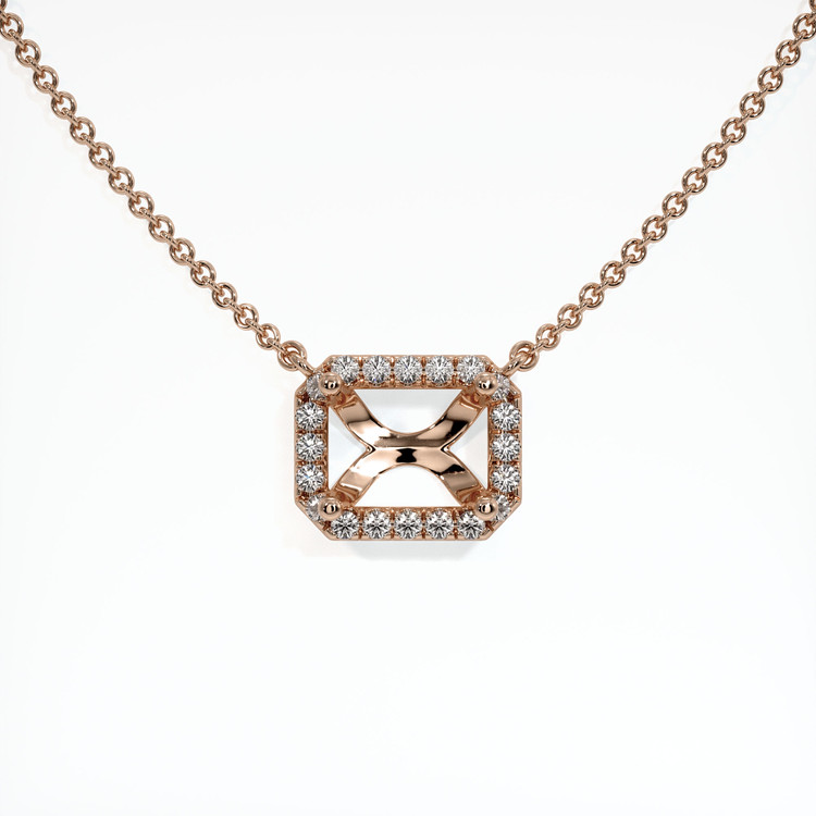 14K Rose Gold Pave Necklace Setting