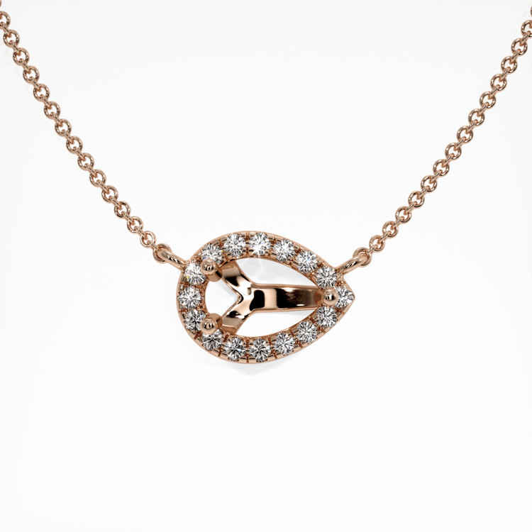 14K Rose Gold Pave Necklace Setting