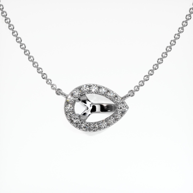 14K White Gold Pave Necklace Setting