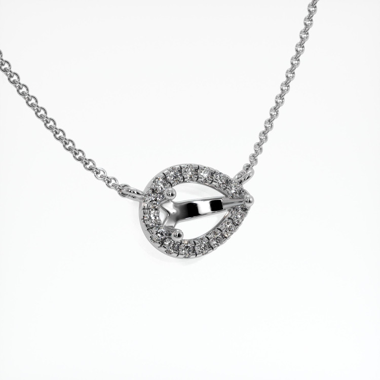 14K White Gold Pave Necklace Setting