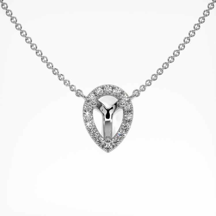 18K White Gold Pave Necklace Setting