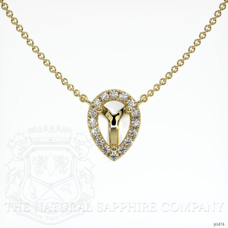 18K Yellow Gold Pave Necklace Setting