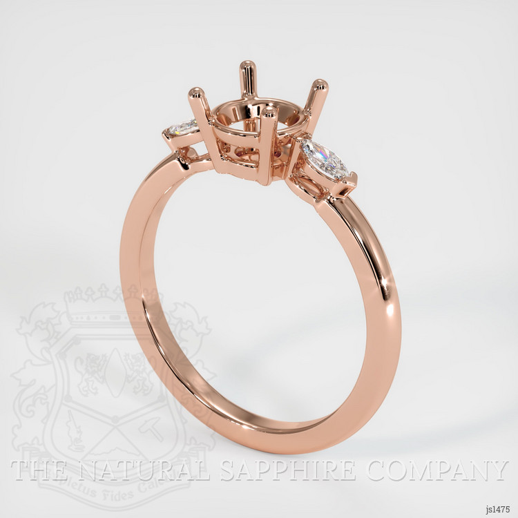14K Rose Gold Three Stone Ring Setting