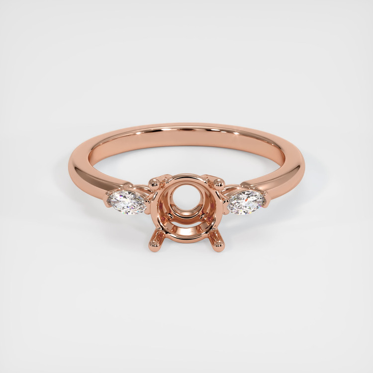 14K Rose Gold Three Stone Ring Setting