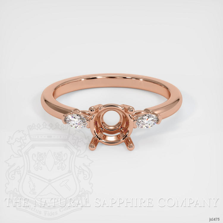 14K Rose Gold Three Stone Ring Setting