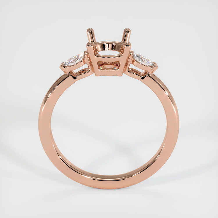 14K Rose Gold Three Stone Ring Setting