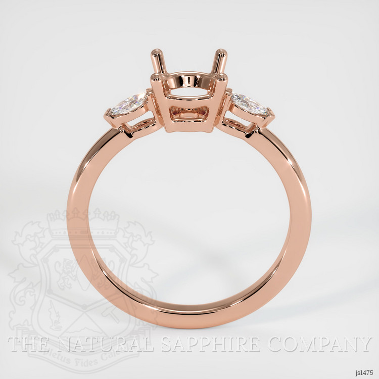 14K Rose Gold Three Stone Ring Setting