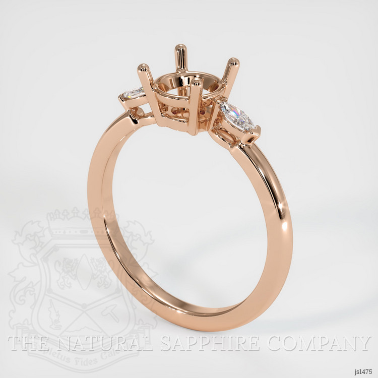 18K Rose Gold Three Stone Ring Setting