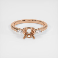 18K Rose Gold Three Stone Ring Setting Image