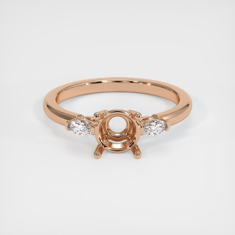 18K Rose Gold Three Stone Ring Setting
