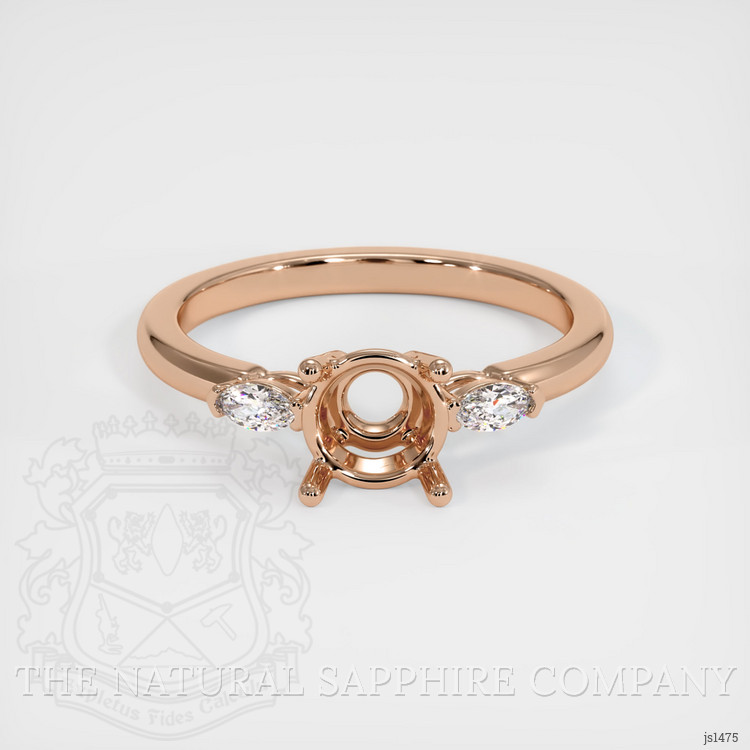 18K Rose Gold Three Stone Ring Setting